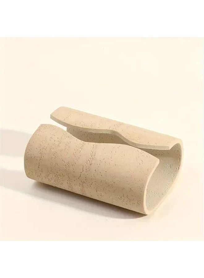 Apricot Resin Tissue Box Holder Rectangular Imitation Stone Design for Bathroom Home Decor - Image 5